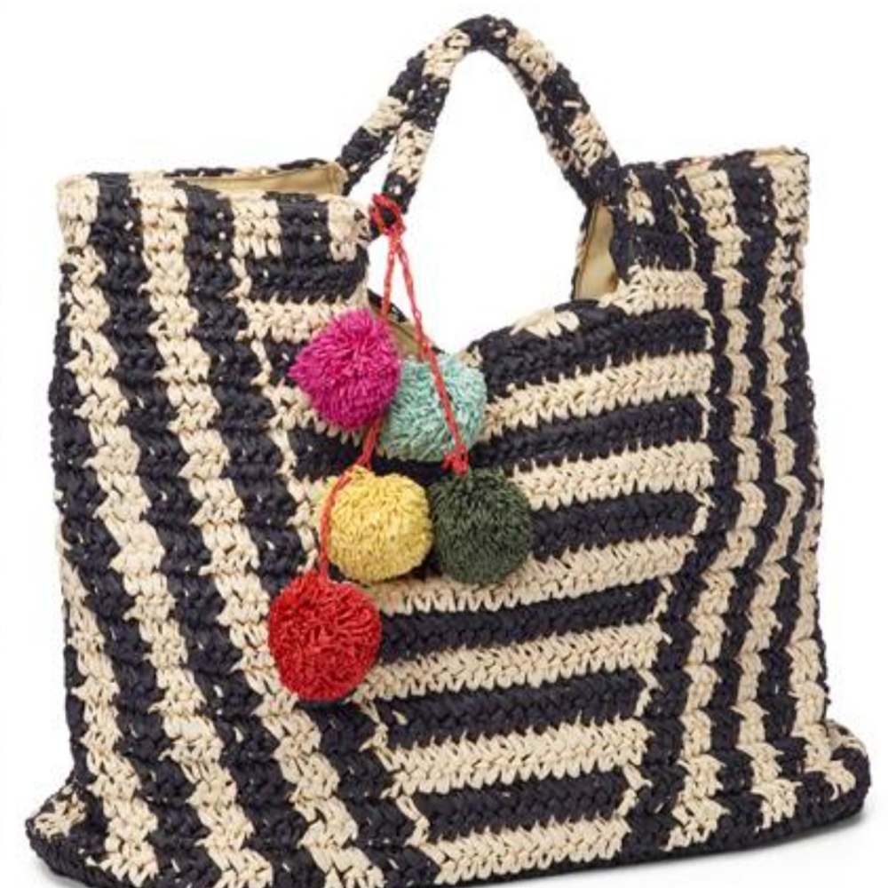 Striped Straw Tote